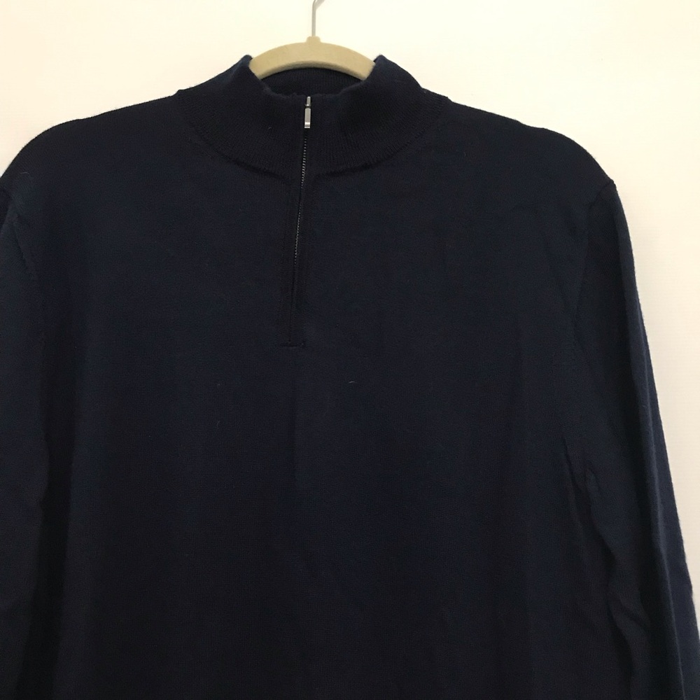 Charles Tyrwhitt Merino Wool Men's Navy Quarter-Zip Sweater Size M - Picture 4 of 8